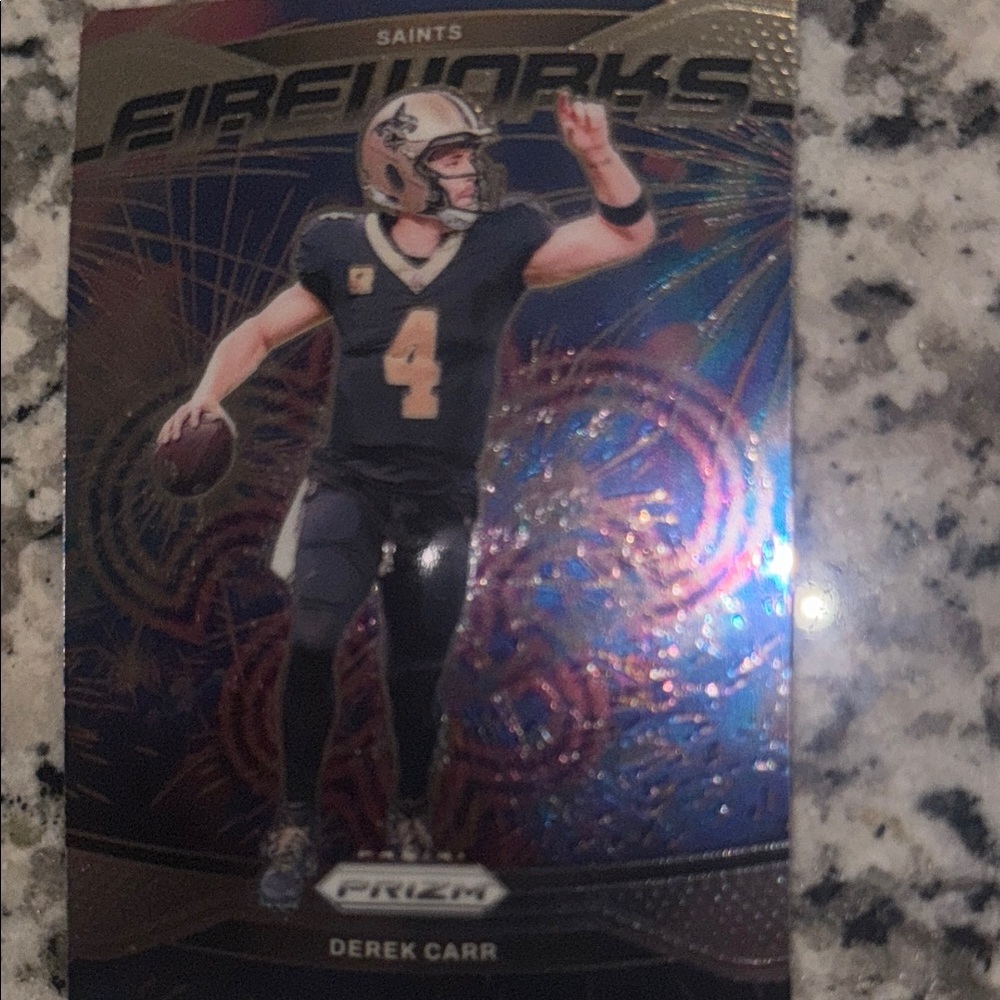 Derek Carr Fireworks number 11 blue refractor 25 Prizim